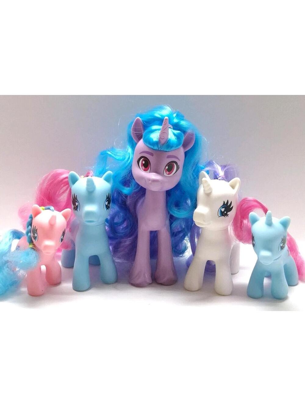 5 Toy Unicorn Lot Purple Blue Pink White 3.5 Inch 7 Inch GI-GI & My Little Pony